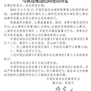 开云体育下载-足协罚单：马镇停5场罚5万 罗德里格停4场罚4万